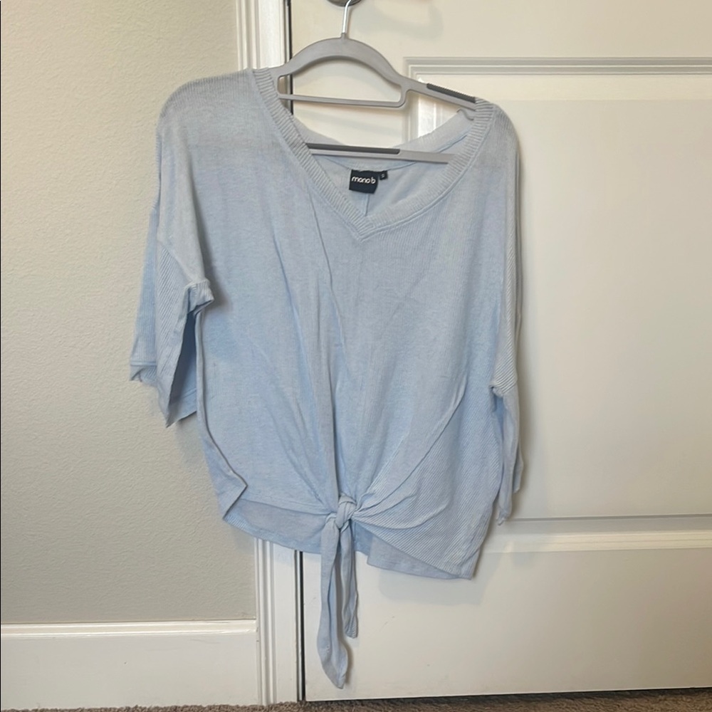 Women's Light Blue V-Neck Top